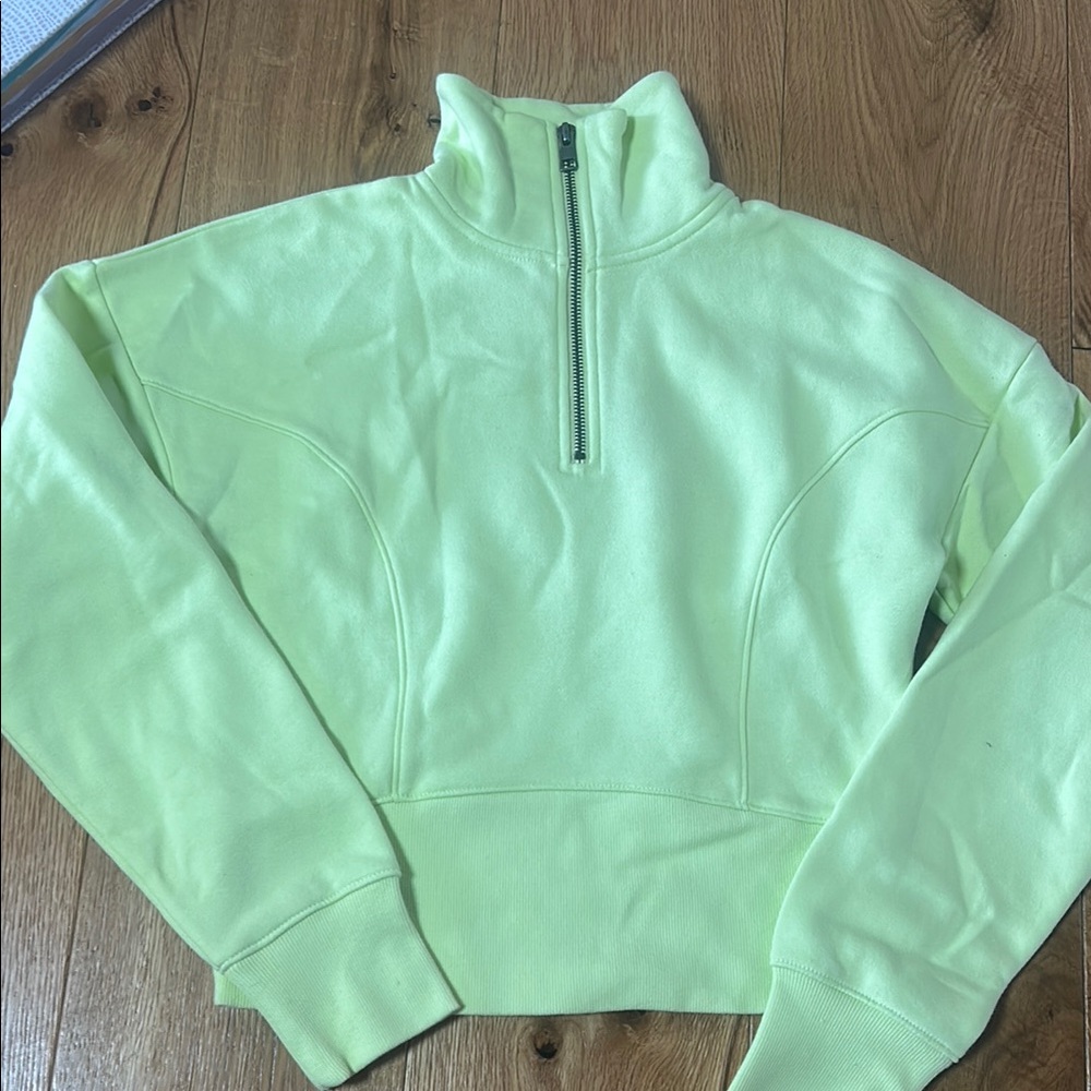 Women's Lime Green Half-Zip Sweater